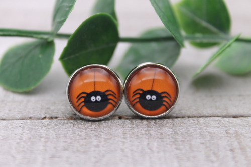Spider || Glass Stud Earrings || Hypoallergenic