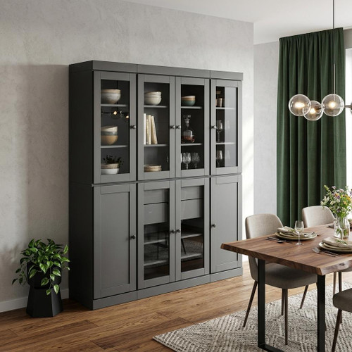 72" Gray Solid Wood 8 Two Drawer Pantry Or Storage Closet
