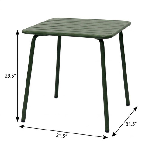 32" Dark Green Steel Square Outdoor Dining Table