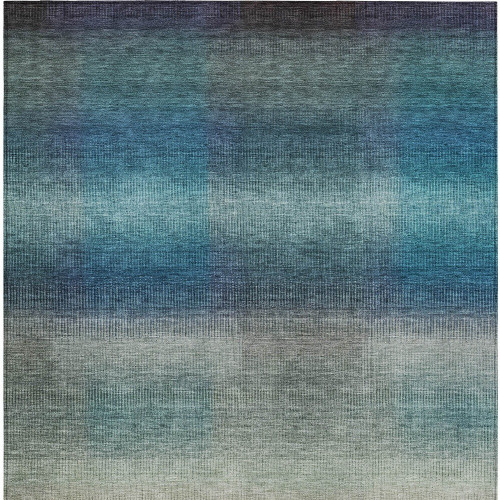 10' X 14' Blue And Copper Abstract Washable Indoor Outdoor Area Rug