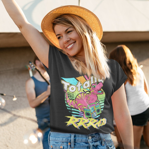 Women's Retro 80's Totally Rad Dinosaur T-Shirt