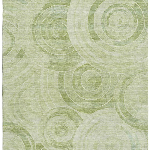 3' X 5' Sage And Fern Green Geometric Washable Area Rug With UV Protection