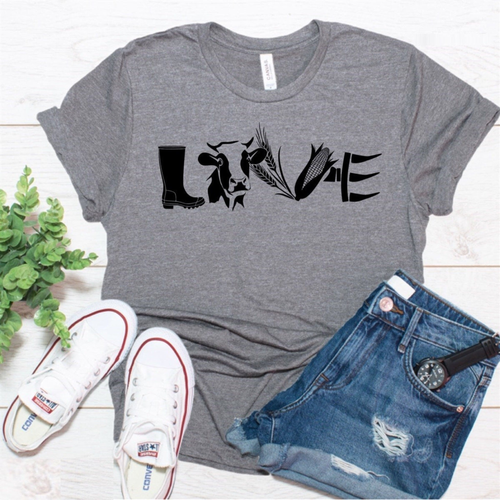 Women's Farm Love Cow T-Shirt