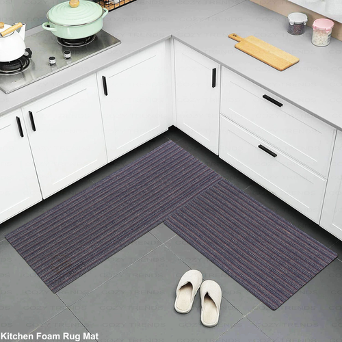 Hand Woven Kitchen Bath Mats Cushioned Cotton Anti-Fatigue Rug, Waterproof Non-Slip Kitchen Mats and Rugs