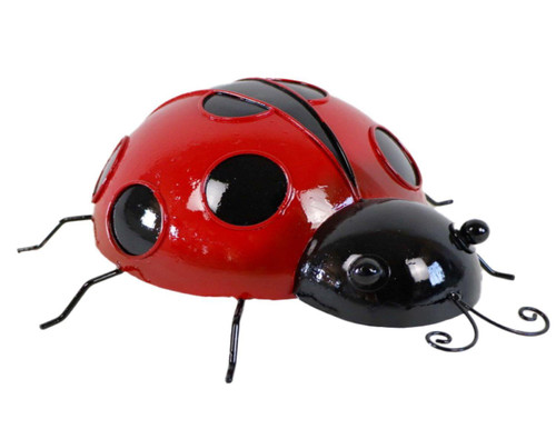 13" Red And Black Metal Insect Garden Accents Accessories