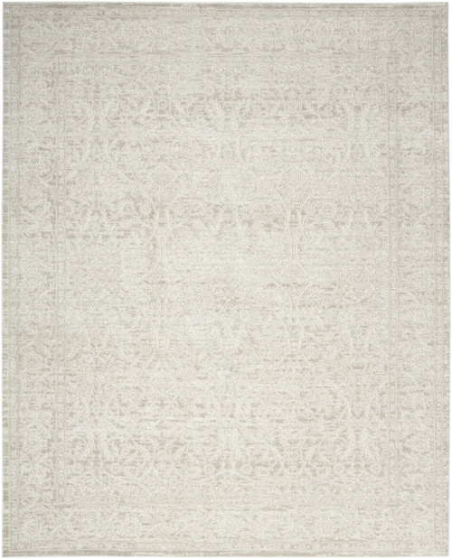 8' X 10' Ivory And Beige Floral Distressed Non Skid Area Rug