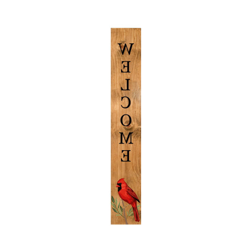 47" Black And Natural Solid Wood Welcome Porch Sign