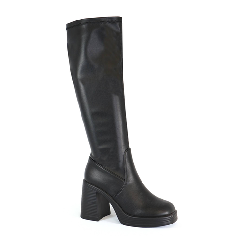 Yoki Womens Chunky Heel platform Knee High Riding Boots