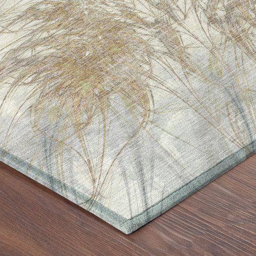 8' X 10' Ivory And Taupe Oriental Washable Indoor Outdoor Area Rug