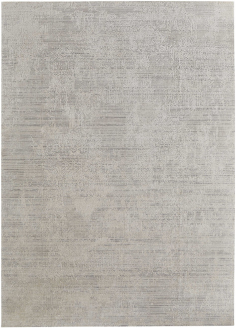 10' X 14' Gray and Ivory Abstract Hand Woven Worn Faded Area Rug