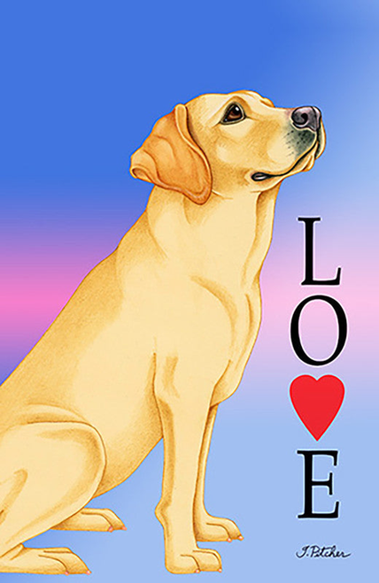 Yellow Labrador- Tomoyo Pitcher Love  Garden Flag 
