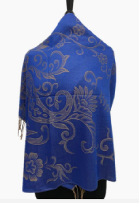 Pattern Pashmina Royal Blue