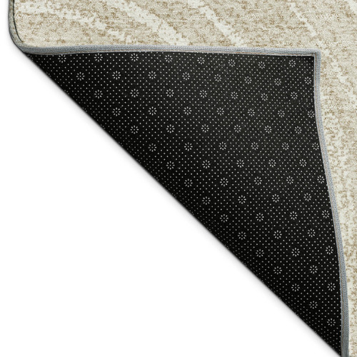 9' X 12' Beige And Tan Geometric Washable Indoor Outdoor Area Rug