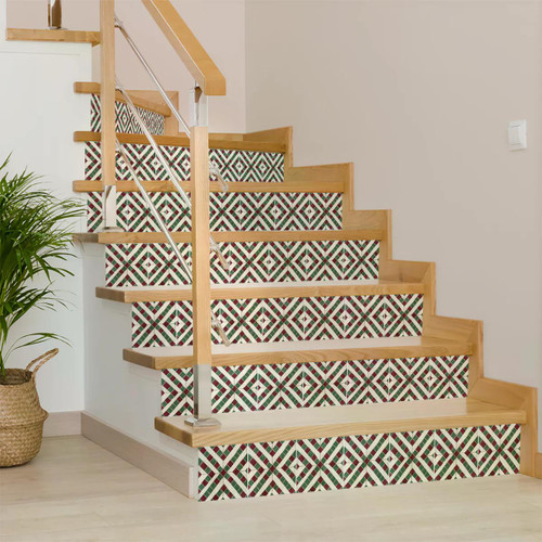 8" x 8" Green Vinyl Arabesque Peel And Stick Removable Tiles
