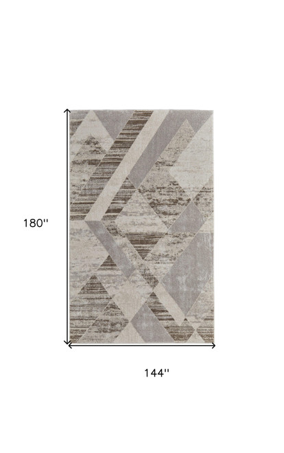 12' X 15' Ivory Gray and Brown Geometric Power Loom Area Rug
