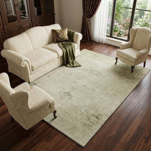 9' X 12' Beige And Brown Oriental Washable Area Rug With UV Protection