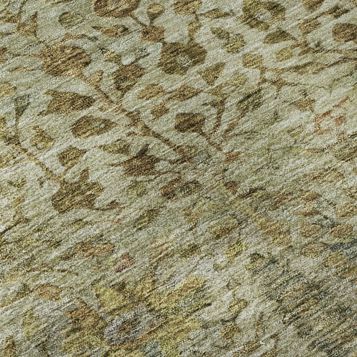 3' X 5' Wheat And Gold Floral Vines Washable Area Rug With UV Protection
