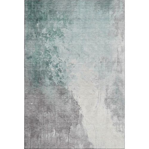 10' X 14' Pale Aqua And Ivory Abstract Washable Area Rug With UV Protection