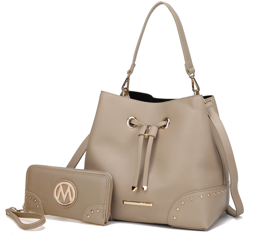 Callie Solid Bucket Bag with Matching Wallet