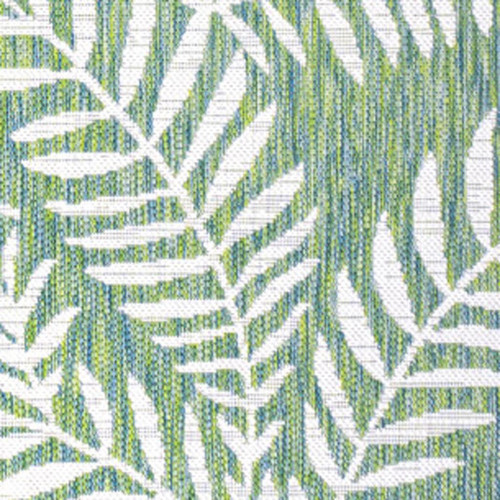 3' X 5' Cream And Green Floral Indoor Outdoor Area Rug