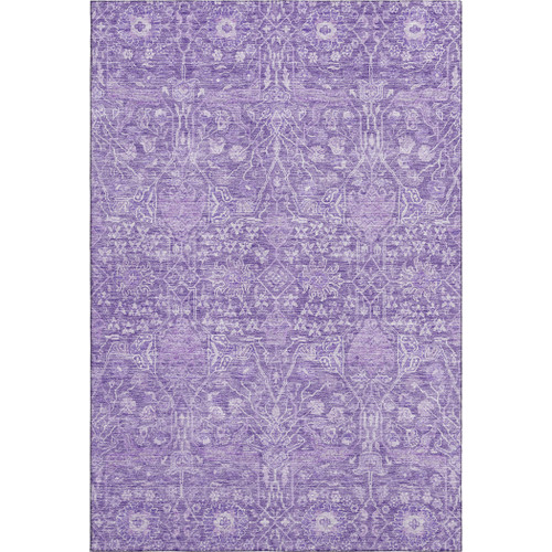 9' X 12' Plum And Beige Floral Washable Area Rug With UV Protection