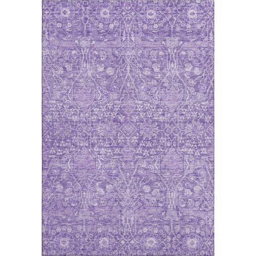9' X 12' Plum And Beige Floral Washable Area Rug With UV Protection
