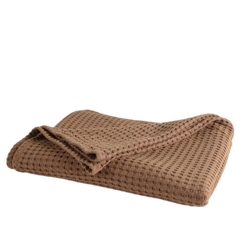 50" X 60" Brown Cotton Waffle Weave Throw Blanket