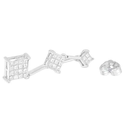Gold 5/8ct. Total Diamond Weight Princess-cut Diamond Earrings 