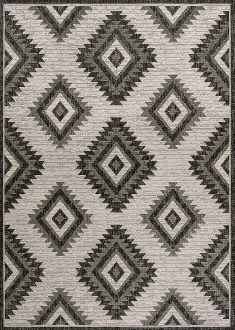 4' X 6' Black And Cream Moroccan Indoor Outdoor Area Rug