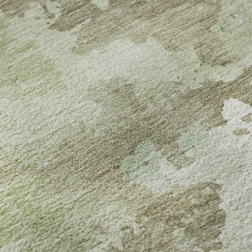 3' X 5' Artichoke Green Ivory And Sage Abstract Washable Area Rug With UV Protection