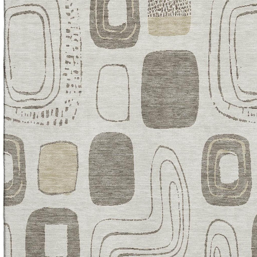 10' X 14' Beige Taupe And Khaki Geometric Washable Area Rug With UV Protection