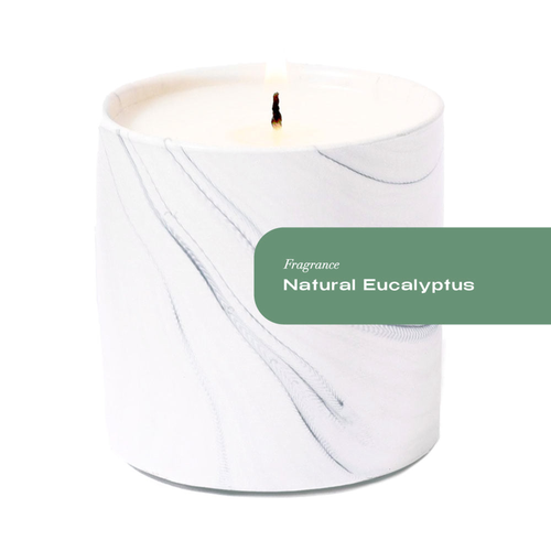 Natural Eucalyptus White Marble Candle 