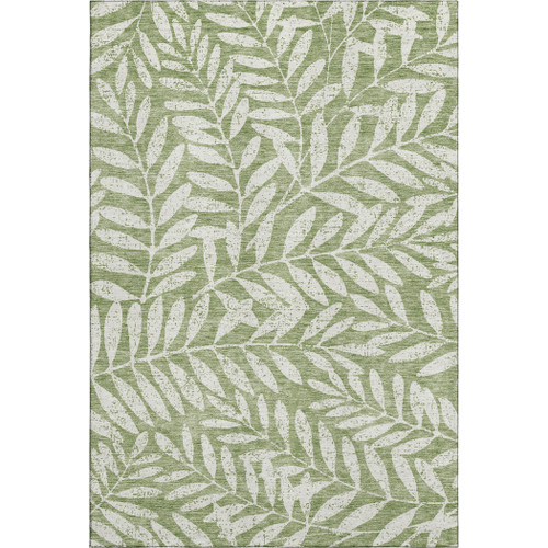 3' X 5' Green And Beige Floral Washable Area Rug With UV Protection