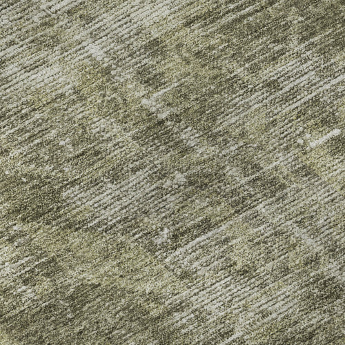 3' X 5' Olive Green And Silver Oriental Washable Area Rug With UV Protection