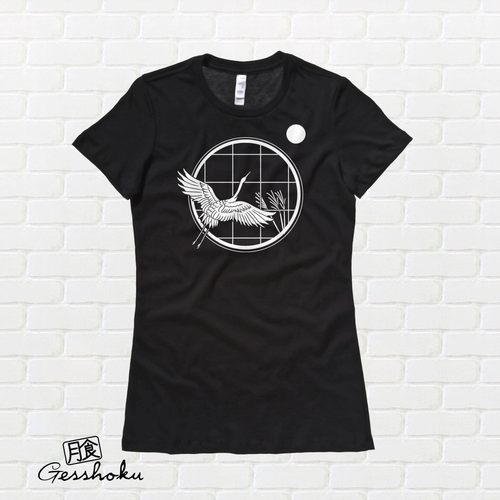 Asian Crane in Window Ladies T-shirt