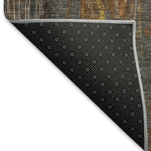 5' X 8' Rust Charcoal And Ivory Abstract Washable Area Rug With UV Protection