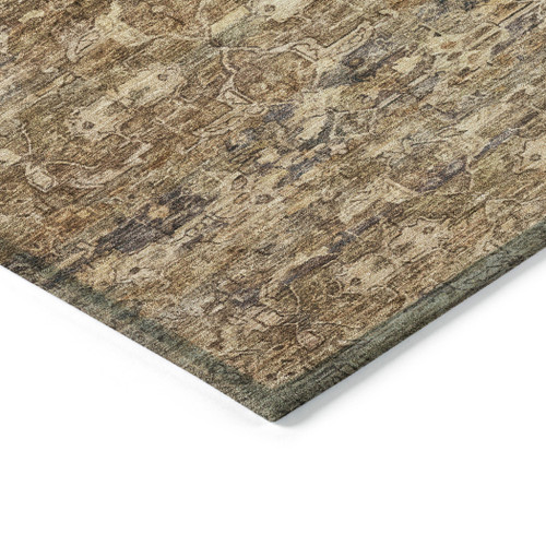 3' X 5' Brown And Beige Ikat Washable Indoor Outdoor Area Rug