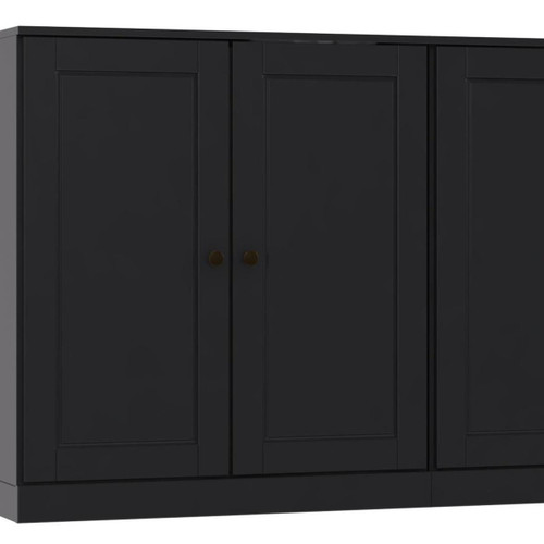 64" Black Solid Wood Four Drawer Sideboard With Four Doors