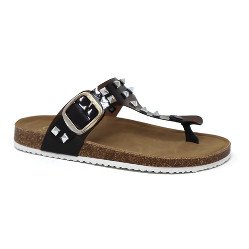 Yoki GIAN-46 Women's Cork Slide Sandals With studs