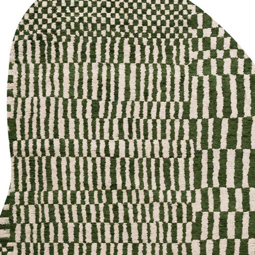 8' X 11' Green And White Abstract Washable Area Rug With UV Protection