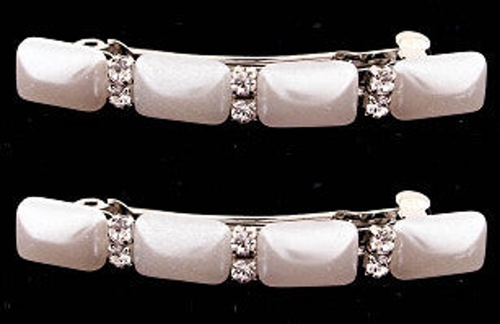 Pearl Stone & Swarovski Crystal Automatic Barrette (Pair)