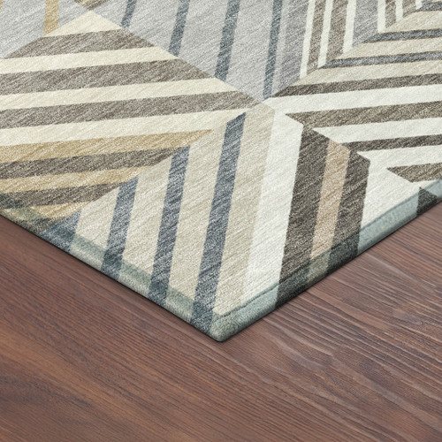 10' X 14' Ivory Gray And Brown Patchwork Washable Indoor Outdoor Area Rug
