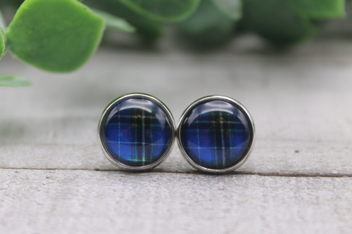 Plaid  Glass Stud Earrings