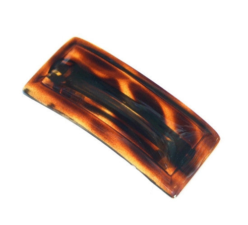 Outline Dome Rectangle Tortoise Shell Barrette