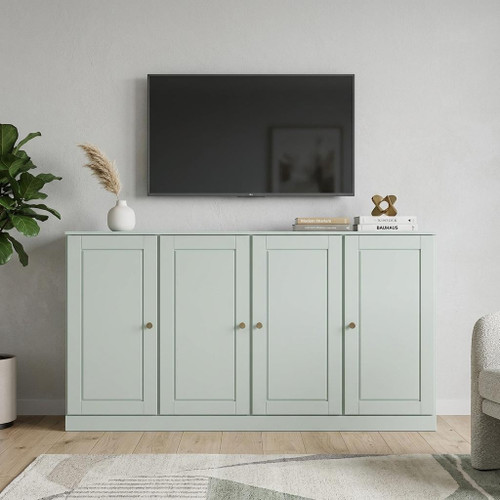65" Sage Solid Wood Enclosed Storage TV Stand