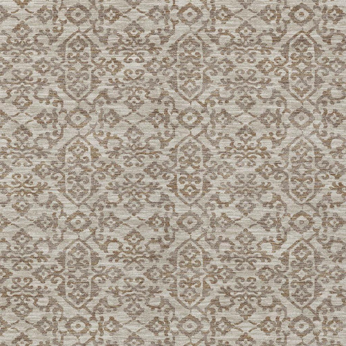 10' X 14' Beige And Taupe Oriental Washable Indoor Outdoor Area Rug