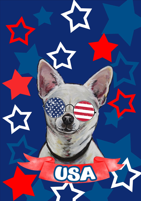Chihuahua - Hippie Hound Studios Patriotic  House and Garden Flags
