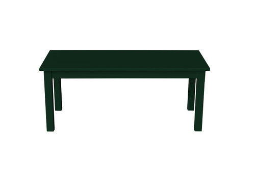 44" Dark Green Solid Wood Rectangular Coffee Table