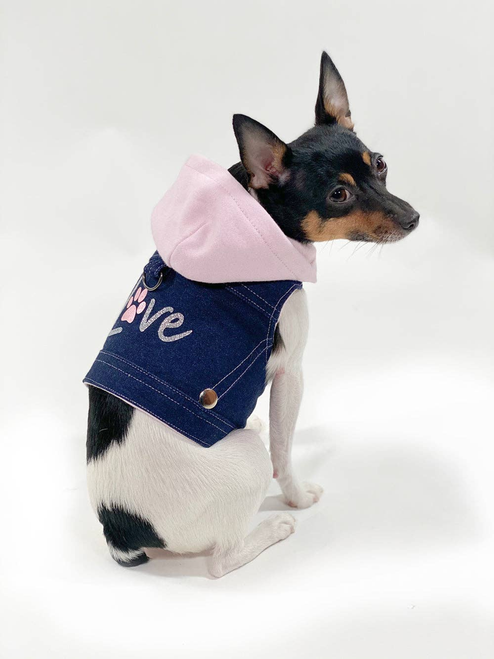 Denim Hoodie "Love" Harness Vest 