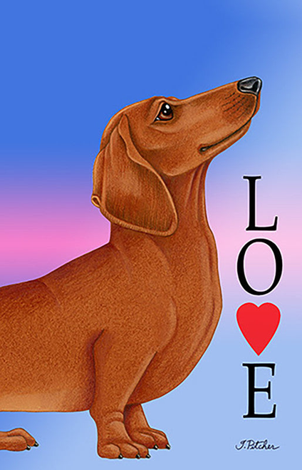 Dachshund  Red - Tomoyo Pitcher Love  Garden Flag 